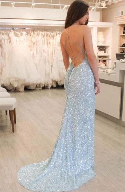 Длинное платье для выпускного вечера в стиле русалки,, Vestidos De Gala, блестящие вечерние платья с блестками, с открытой спиной, на бретельках, Robe De Soiree
