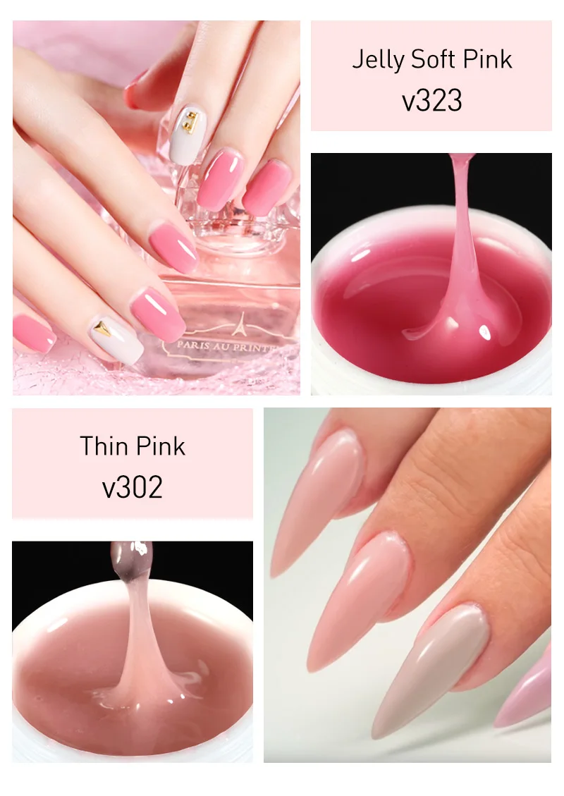 VENALISA UV LED Gel 1kg Bulk Builder Extension Jelly Gel Crystal Transparent 12 Camouflage Jelly Color Self Leveling Nail Gel 5