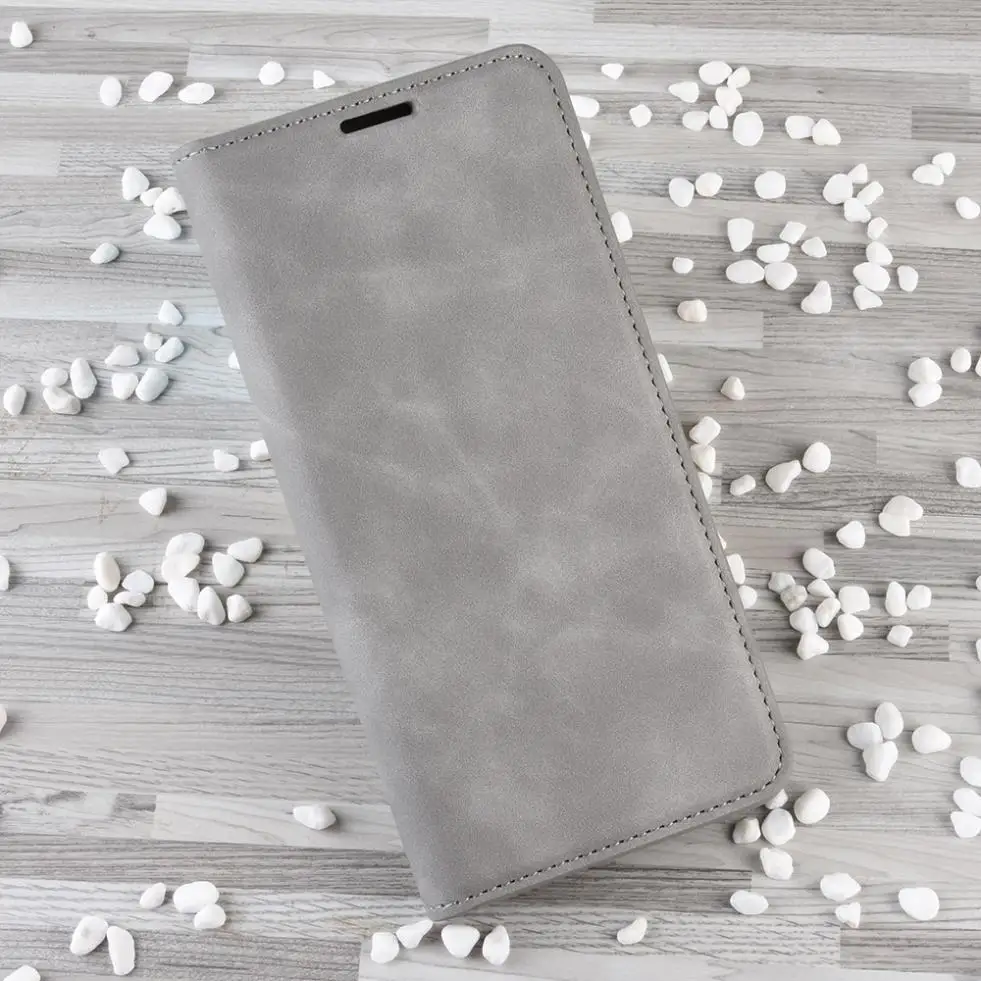 gray Для Xiaomi Redmi Note 7S 7 Pro Расширенный удобный на ощупь двойной Магнитный флип-чехол с отделениями для карт с подставкой кожаный чехол-кошелек - Цвет: gray