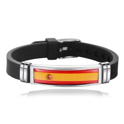 New Spain flag Bracelets Bangles Adjustable Silicone Titanium Steel Sport Jewellery Women Men | Украшения и аксессуары