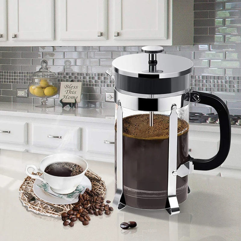 French Press Coffee Maker & Large Capacity Manual Heat Resistant Stainless Steel Glass Transparent Manual Coffee Tea Percolator coffee maker french press coffee press coffee press