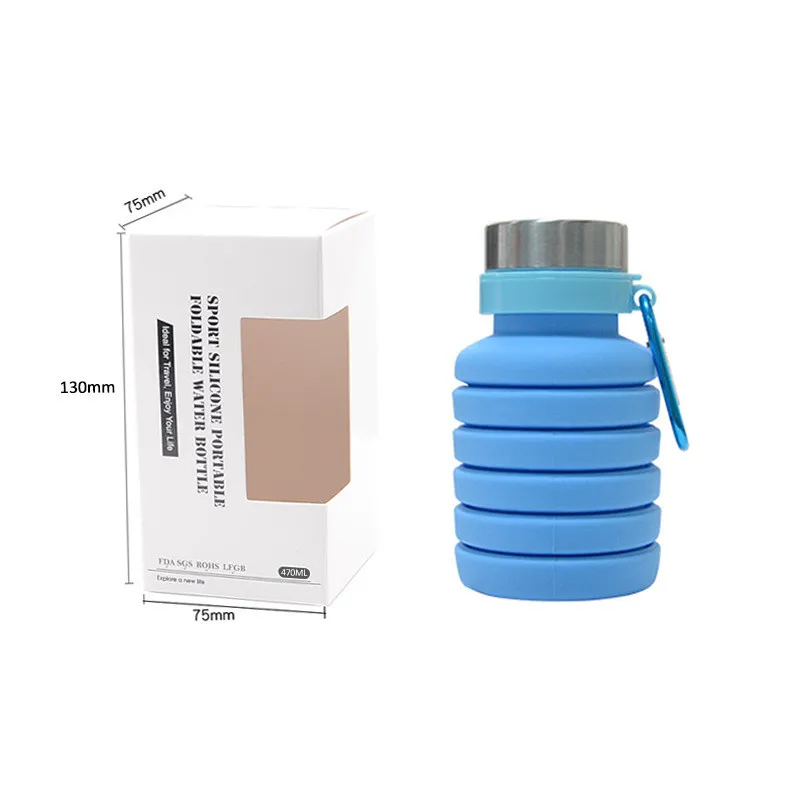 Water Bottle 1 Новинка 470 мл силиконовая складная бутылка для воды пищевой Спорт на открытом воздухе принадлежности портативная бутылка для воды Удобный туристический подарок для семьи - Цвет: Water Bottle 1