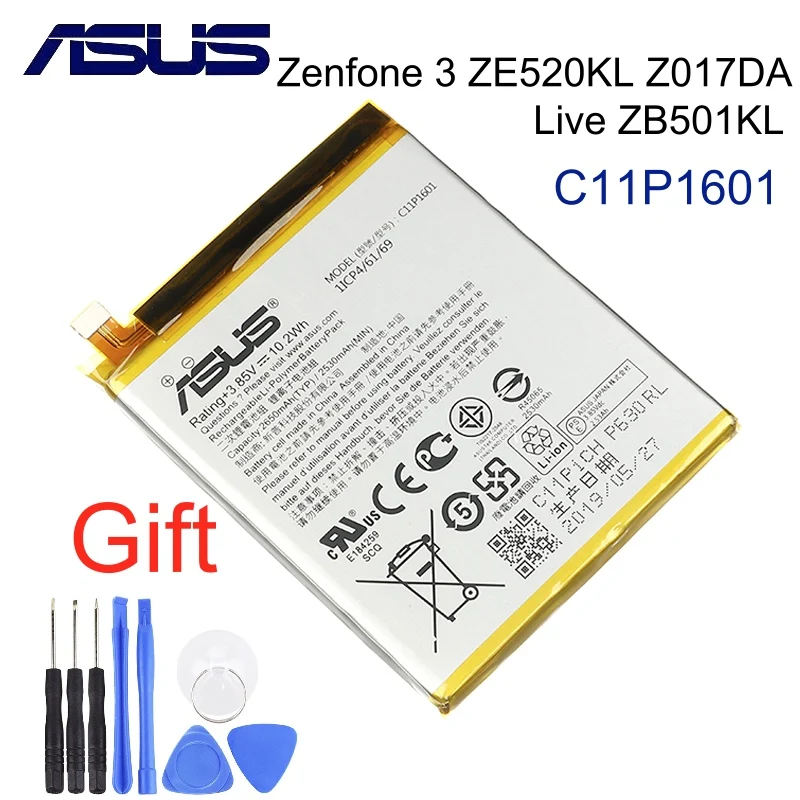 ASUS 100% оригинальный C11P1601 2650 мАч Новый аккумулятор для Zenfone 3 Zenfone3 ZE520KL Z017DA live ZB501KL A007 + Бесплатные