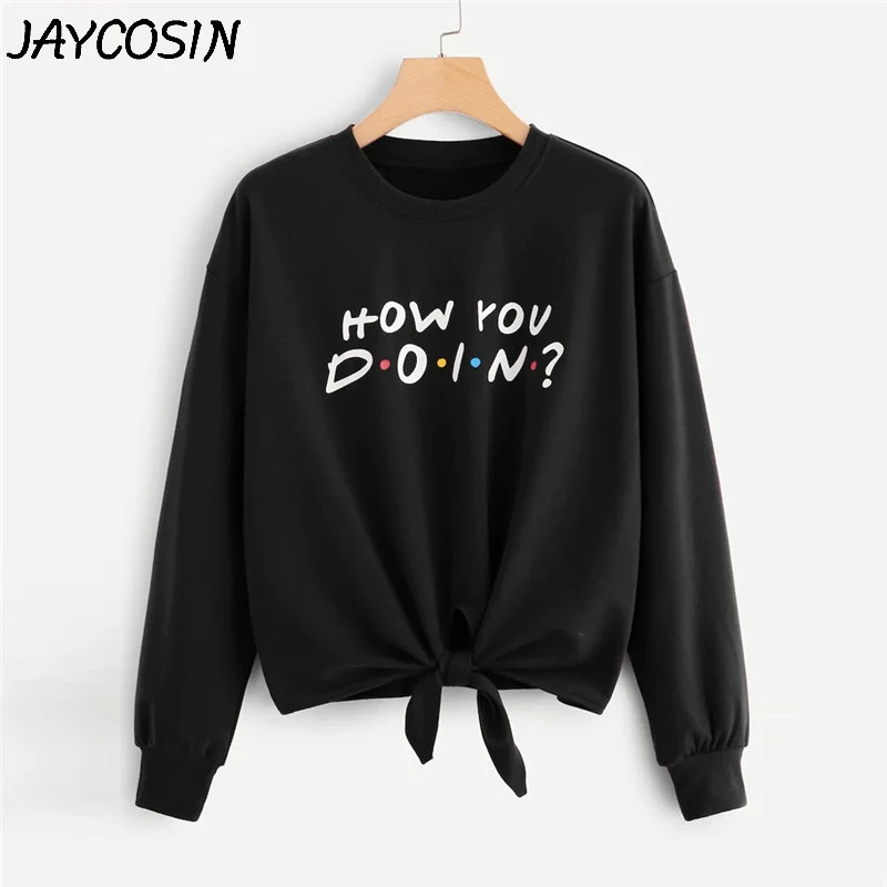 

JAYCOSIN New Autumn Winter Women Sweatshirt Letter Printed Bow O-Neck Long Sleeve Sweatshirt Pullover Tops sudadera mujer jy29