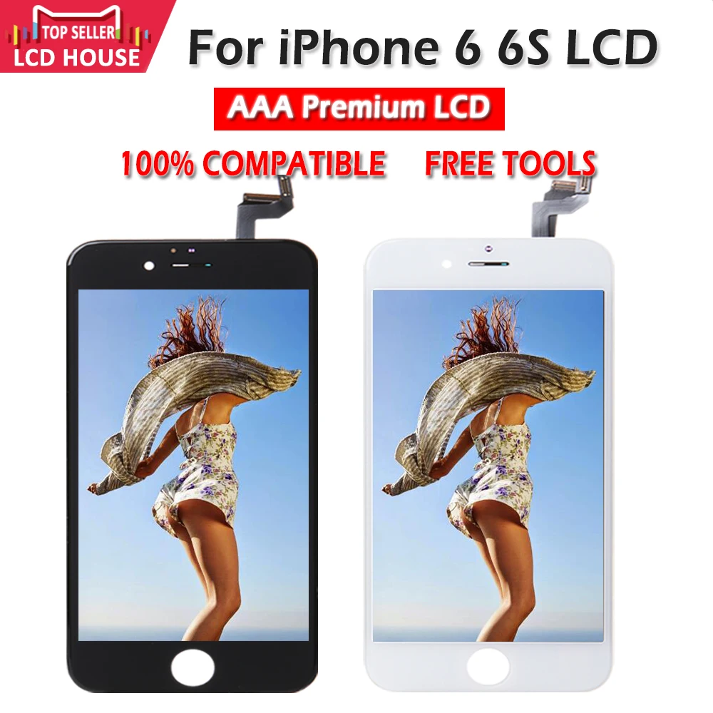 Черно белый ЖК дисплей для iPhone 6 6S дигитайзер сенсорный экран качество AAA замена
