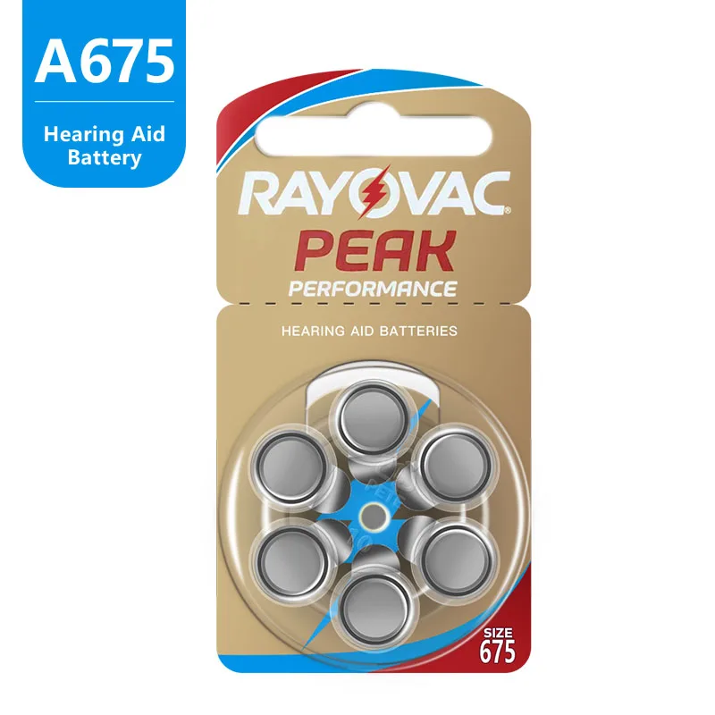 60 шт Новый цинк воздуха 1 45 V Rayovac пиковый слуховой аппарат батареи 675A A675 675 PR44
