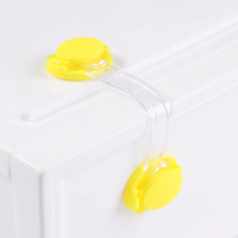 1PC Clear Yellow Hylidge Многофункциональные защитные замки и ремни для детей, пластиковые замки для защиты детей, Блокировка от дверных ящиков - Цвет: 1PC Clear Yellow