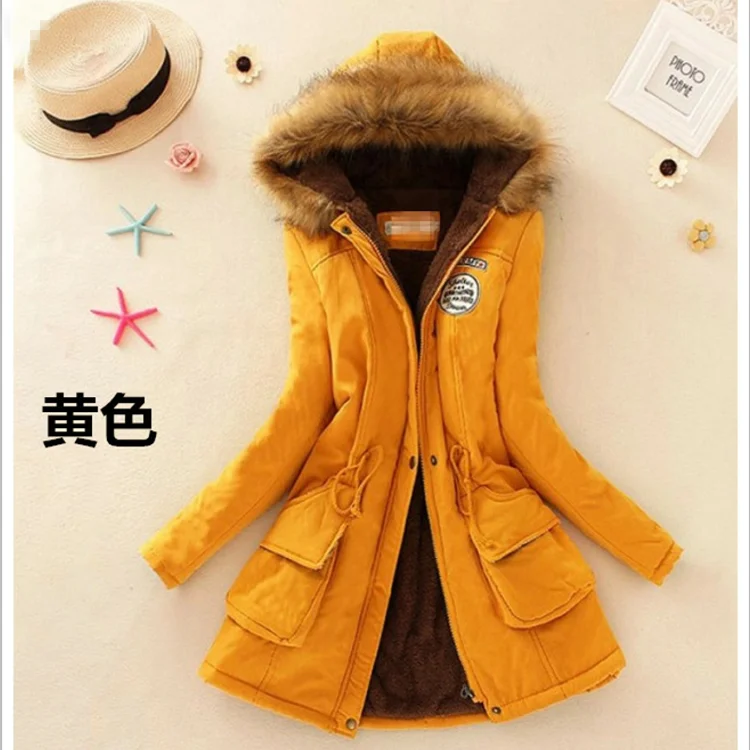 Yellow Tcyeek/Модная зимняя куртка, женская одежда, корейское теплое длинное пальто-парка с подкладкой для женщин, Casaco Feminino Hiver OUr052 - Цвет: Yellow