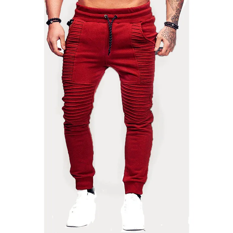 MRMT Брендовые мужские брюки на осень и зиму, одноцветные брюки для отдыха, мужские брюки с полосками - Цвет: Красный