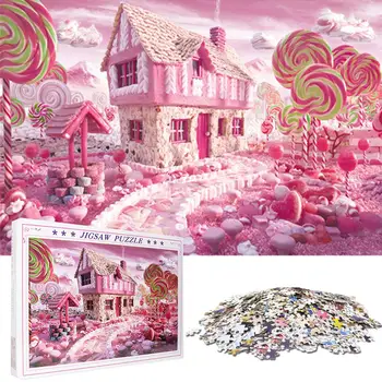 

1000 Pieces Puzzles wooden puzzles Educational Toys Candy house Puzzle Landscape Style Gifts Mini Puzzles for adults Kids Games