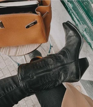 

Men's Shoes New for 2020 High Quality Men Pu Leather Western Safety Boots Male Vinage Classic Cowboy Boots Soulier Homme 4M665