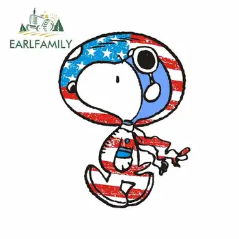 

EARLFAMILY 13cm x 9.7cm for Snoopy Astronaut Vinyl Car Stickers DIY Graphics Waterproof Car Door Protector Car Decal