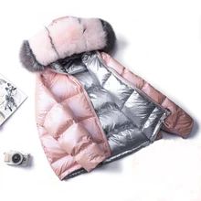 Зимняя куртка женская белая куртка на утином пуху большой искусственный Лисий воротник верхняя одежда с капюшоном водонепроницаемая Свободная куртка толстый теплый пуховик