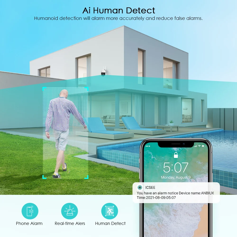4K 8MP PTZ Outdoor WiFi IP Camera 1080P H.265  Wireless 5X Digital Zoom Auto Tracking Night Vision Surveillance Security Camera