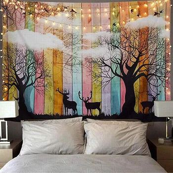 

3D Tapestries Printing Fantasy Plant Magical Christmas Moose Forest Tapestry Art For Home Decor Wall Hanging Tapestry