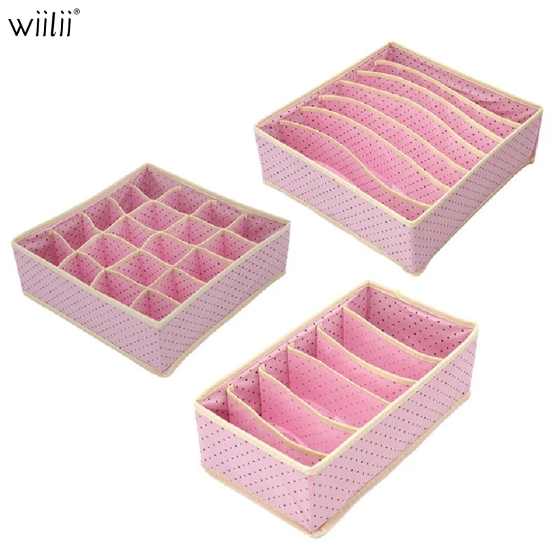 3pcs/set Multi-size Bra Underwear Organizer Foldable Home Storage Box Non-woven Wardrobe Drawer Closet For Scarfs Sock - Цена: 