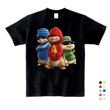 

Children's T-shirt kids t shirts for boys Alvin and the chipmunk cotton summer short sleeved cotton babi girl shirt baby clothes