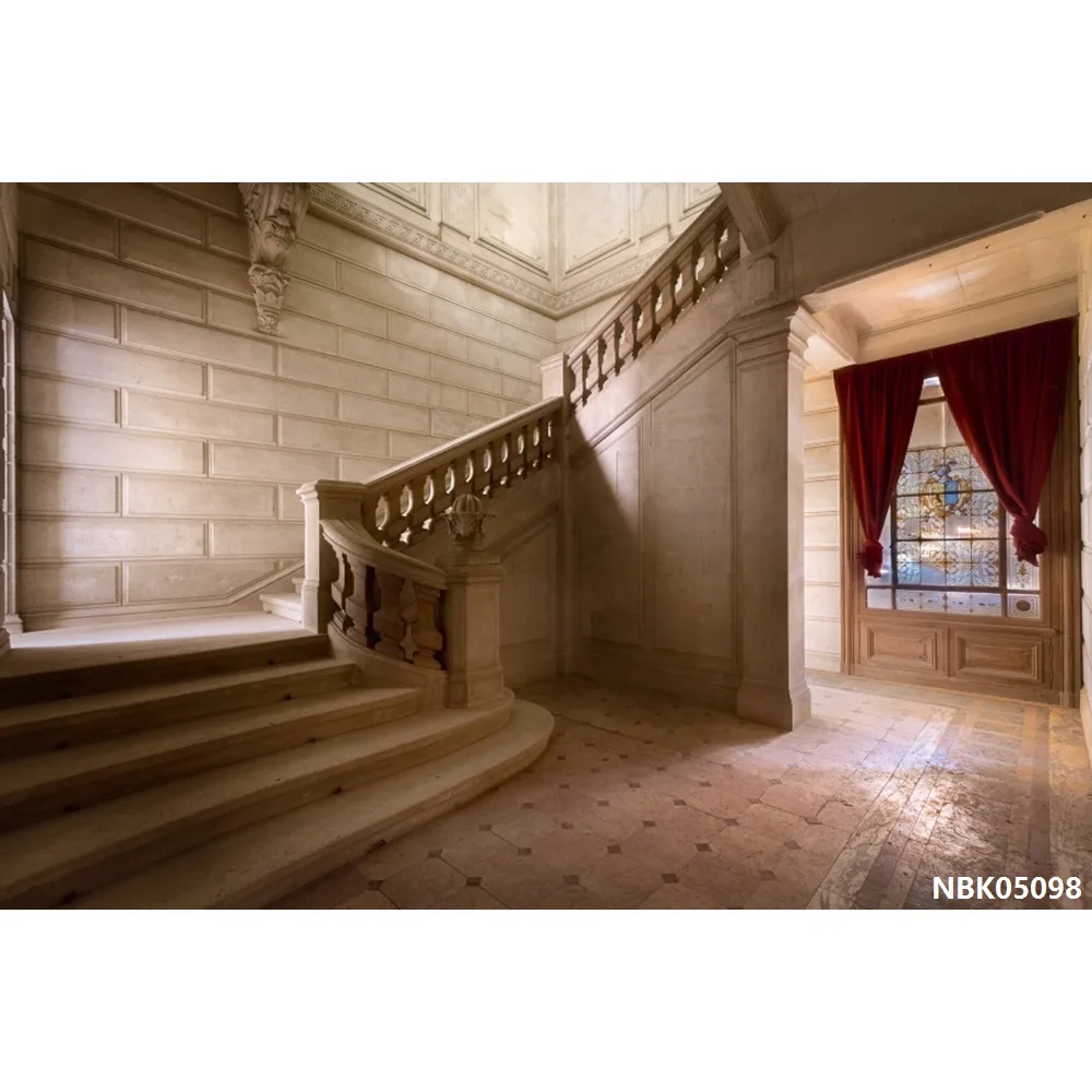 Laeacco Palace Interior Stairs Lamp Pillar Decoration Photography Backgrounds Customized Photographic Backdrops For Photo Studio - Цвет: NBK05098