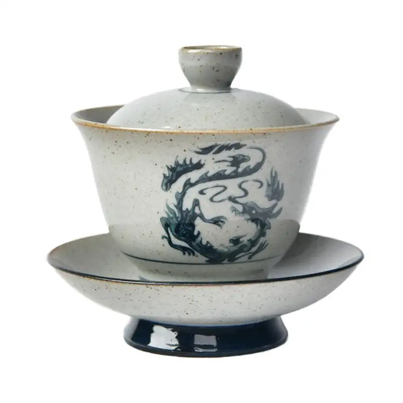 

150ml Chinese Traditional Dragon Pattern Ceramics Gaiwan Tureen Porcelain Tea Bowl Travel Kettle Ceramic Kung Fu Teaware Tools
