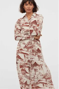 

2020 new Spring Summer European Ink Printed female Dress zaraing vadiming sheining Women's Printed dress XDN9431