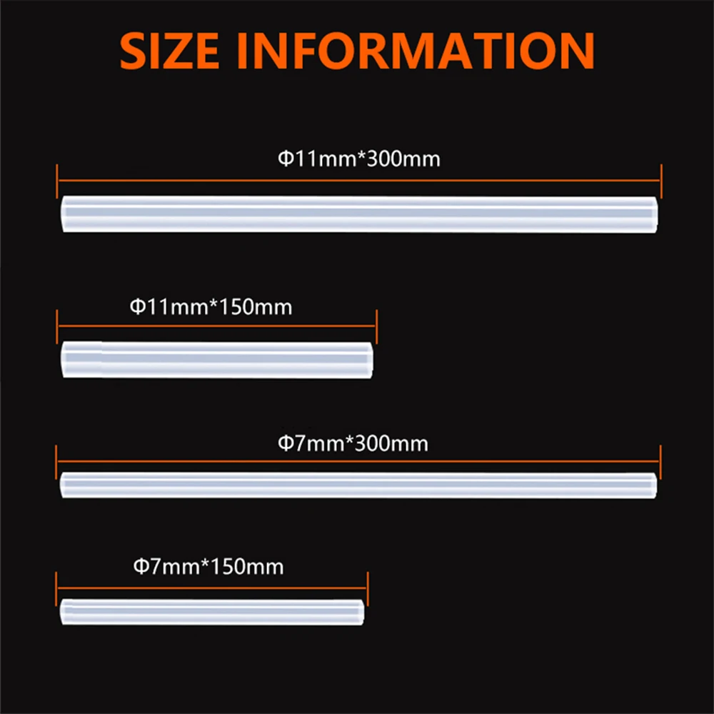 Adhesivo de fusión en caliente transparente, barra de pegamento de silicona  de 11mm y 7mm, alta viscosidad, fortalece la adherencia, 10/50 unidades