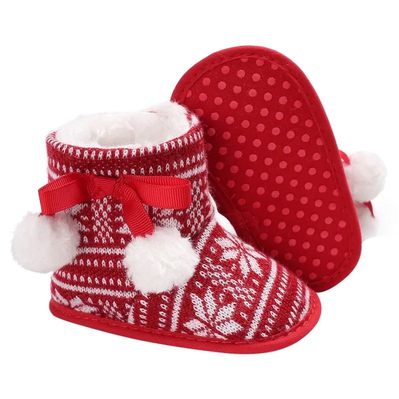 Winter Baby Boots Fashion Cute Cartoon Santa Claus Shoes Infant Toddler Boy Girl Super Warm Snowfield Newborn Christmas Booty