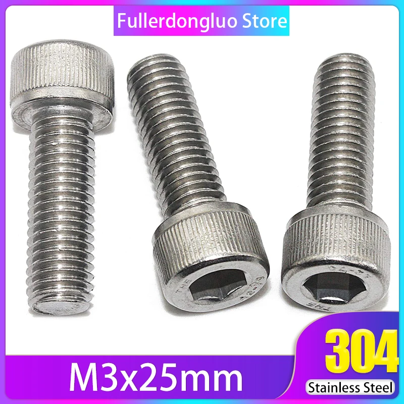 

M3x25 Screw 50Pcs Stainless Steel Hex Socket Head Cap Screws ( m3 25mm m3*25 )