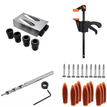 

31pcs/set Woodworking Pocket Hole Jig 6/8/10mm Oblique ​Hole Locator Positioner Drilling Bits Jig Clamp Woodworking Kit For