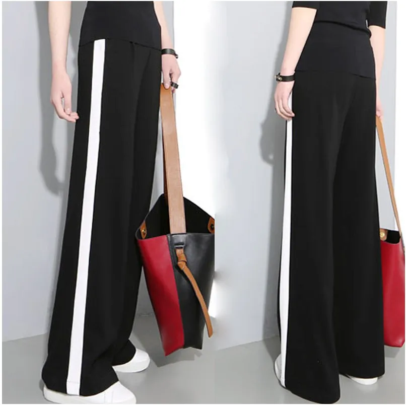 

Rhyme Eighteen New Style Pregnant Women Loose Pants Wide pin tiao Plus-sized Straight-Cut Maternity Pants Pregnant Women Casual