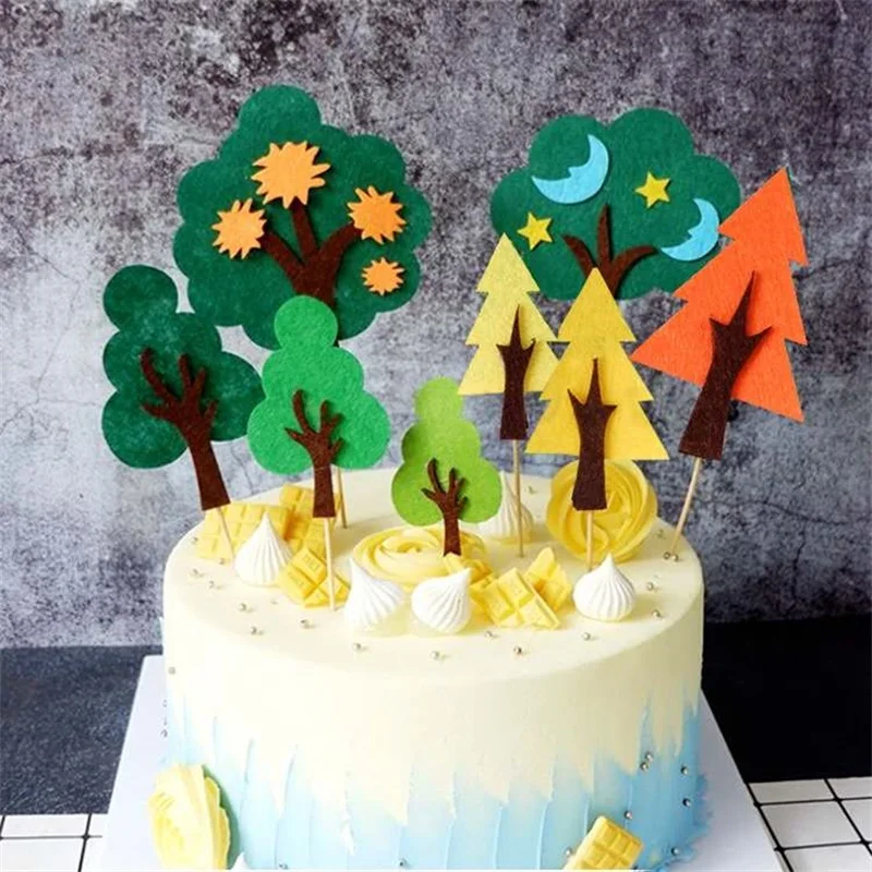 

New Children's Forest Series Small Trees Cake Inserting Cards and Flags Baking Party Decoration Birthday Cake