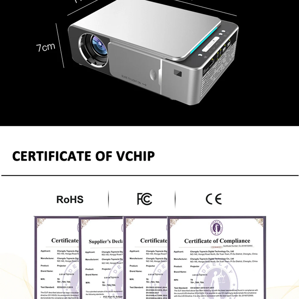 VCHIP ST6 Mini Projector For Home Theater Supports 1080P WiFi TV LED HDMI USB Portable Media Player Smart Phone Beamer With Gift hd projector