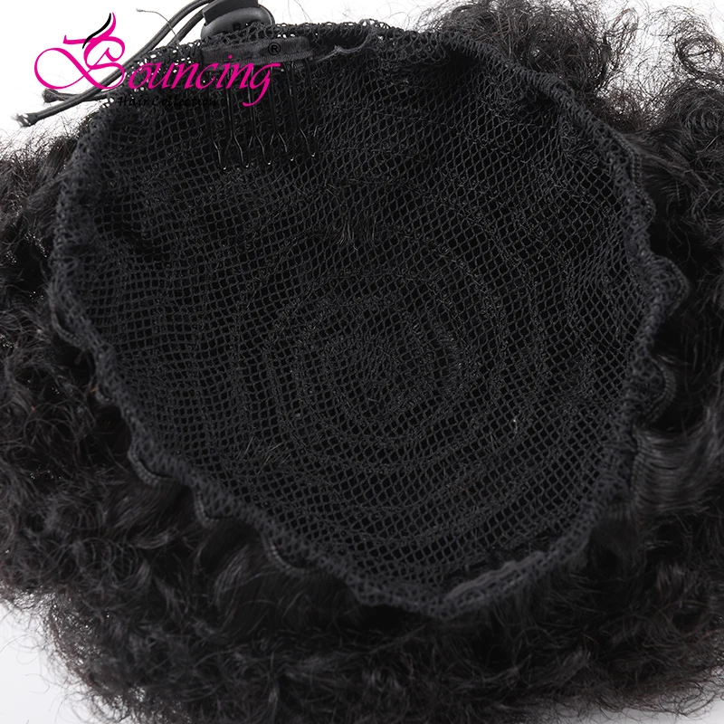 Подпрыгивающие волосы афро слоеный конский хвост булочка Расширение Клип в волосах шнурок регулируемый remy человеческих волос для черной женщины