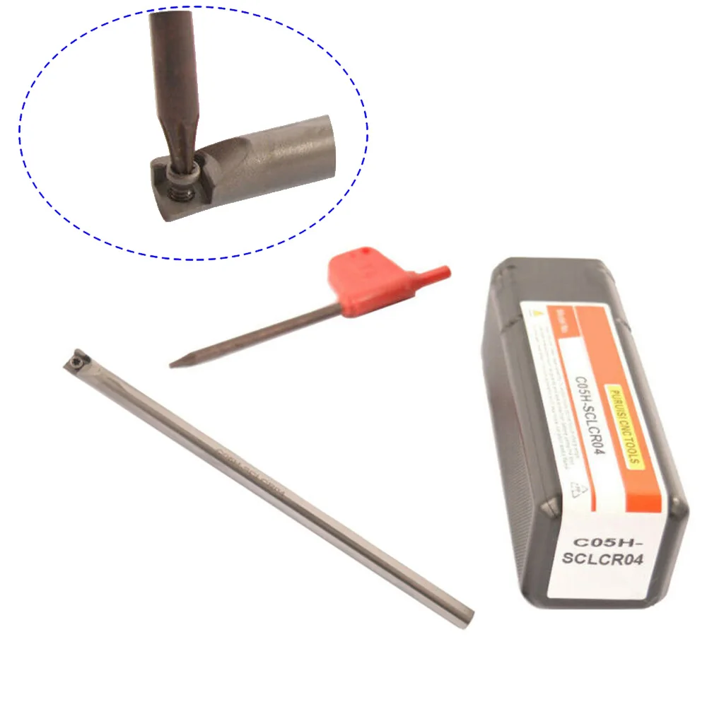 

1pc Turning tool holder Carbide + Tungsten Steel Anti-vibration C05H SCLCR04 Replacement CNC