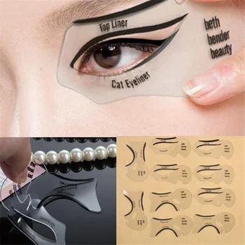 10pcs Eyeliner Stencil Cat Eye Fish Tail Double Wing Eyeliner Stencil Models Template Shaping Tools Eyebrows Template Card DIY