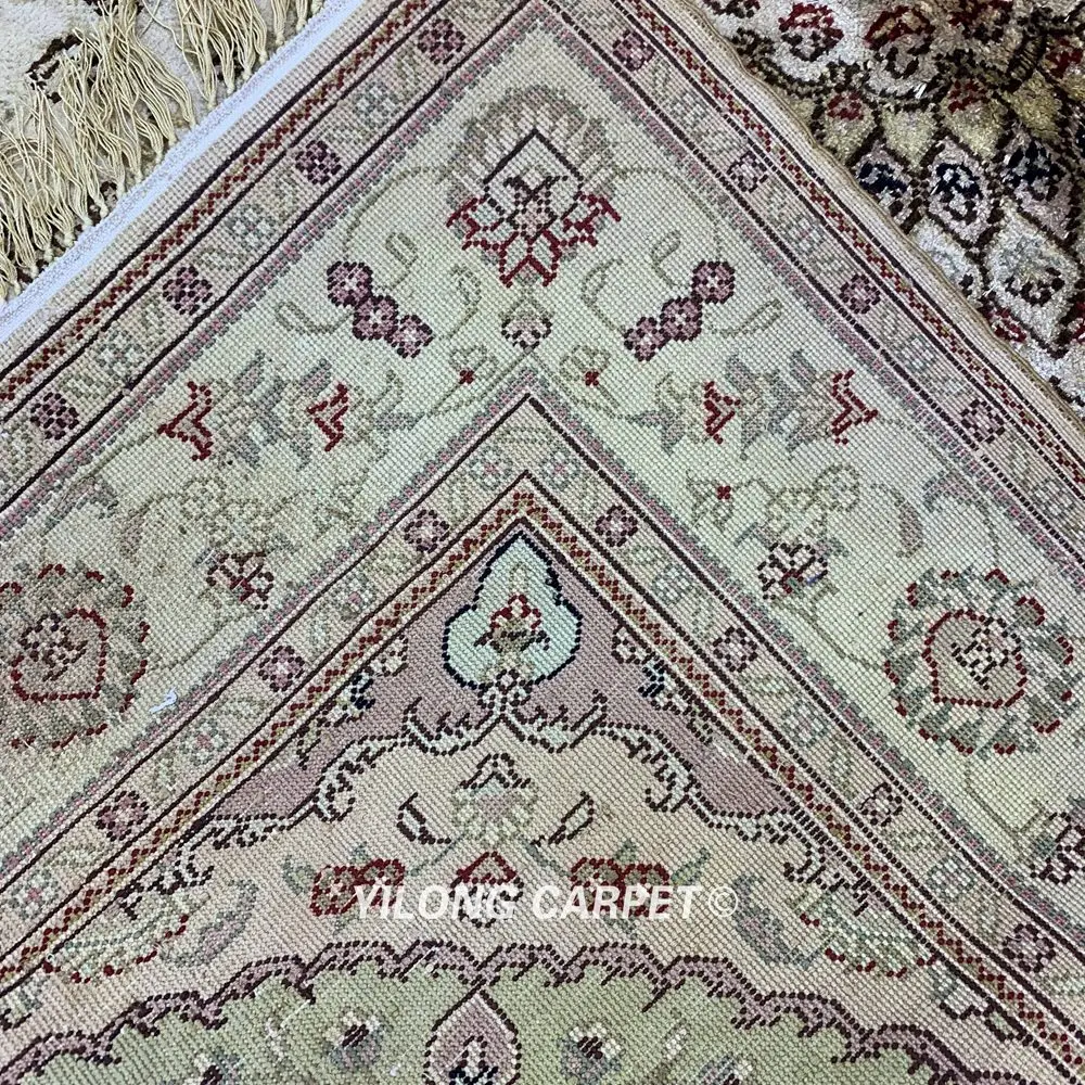 YILONG 4'x6' ручной работы турецкий ковер бежевый античный персидский Шелковый ковры(LH1010B