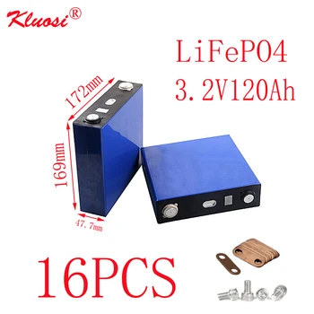 

KLUOSI 16PCS LiFePO4 Battery 3.2V120Ah 16S/48V Battery Pack FOR Solar Energy Storage Inverter EV Marine RV Golf US/EU TAX FREE