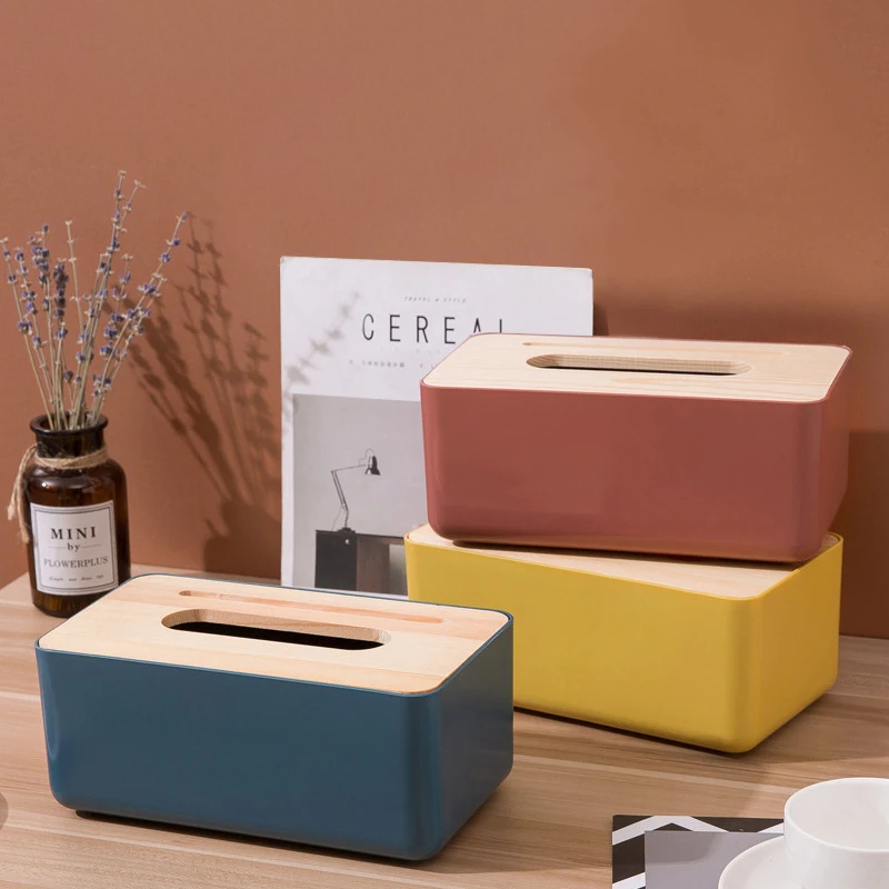 

Wooden Cover Tissue Boxes Simple Innovative Napkin Holder Case for Office Home Extract Bins Storage Container Napkin Organizer