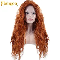 ANOGOL Красота волос кепки + свободная часть длинные глубокая волна оранжевый высокое температура волокно Храбрый Мерида синтетическ