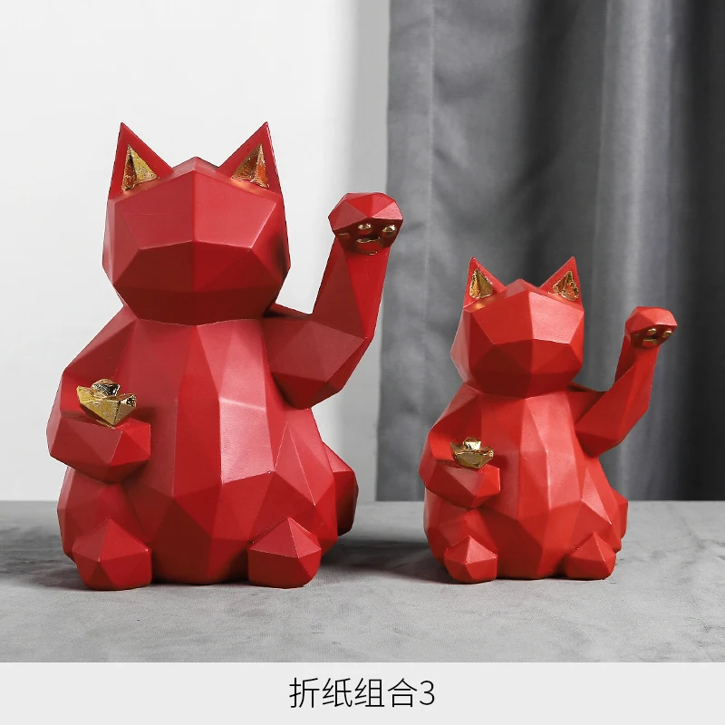 Скандинавский стиль Lucky Cat украшение для гостиной геометрические маленькие офисные дома для комнаты, предметы домашнего обихода креативные кулер для вина украшения - Цвет: Type 6