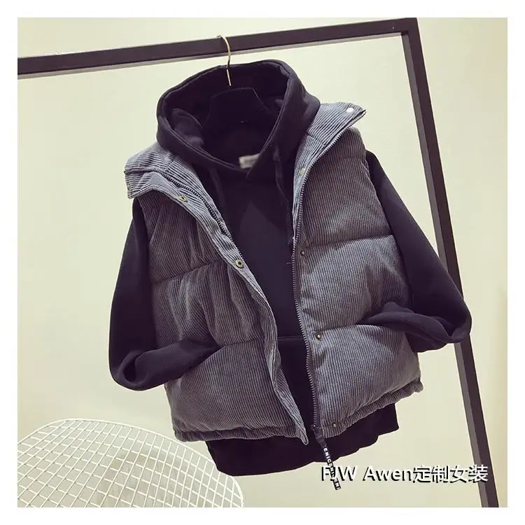 

Corduroy Waistcoat Women's down Feather Cotton Waistcoat 2019 Autumn And Winter New Style Students Versatile Korean-style Loose