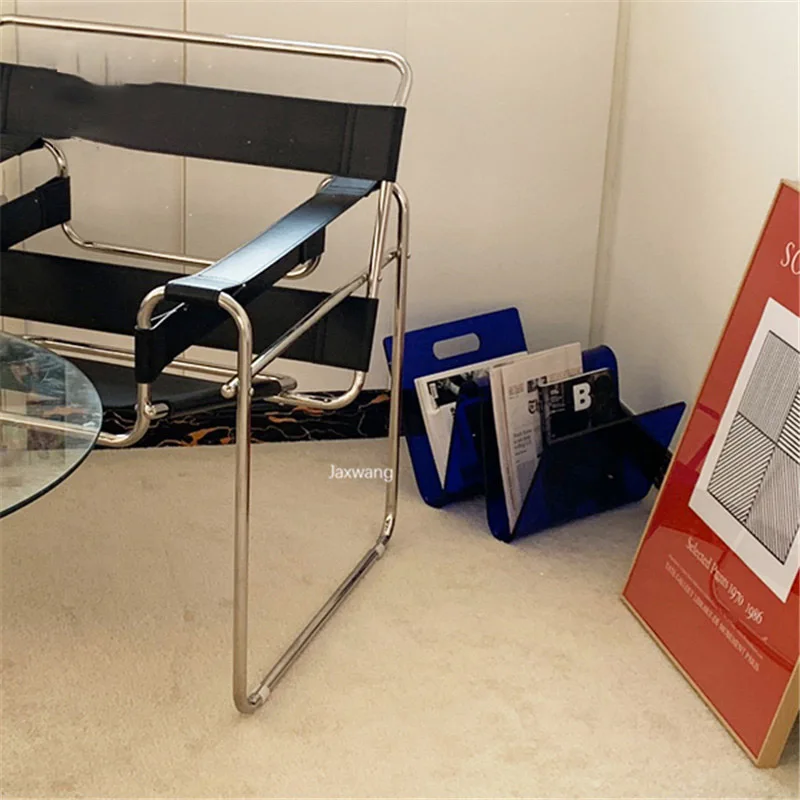 Nordic Book Rack Ins Creative Luxury Desktop Acrylic Transparent Bookshelf Design Curved Book Magazine Rack with Handle Ornament