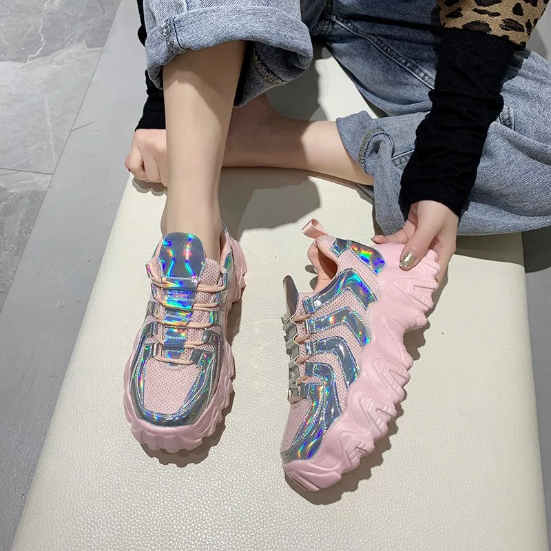 

2020 Spring Symphony Shoes Woman Bling Sneakers Tenis Feminino Comfortable Breathable Thick Sole Casual High Quality Shoes 2023