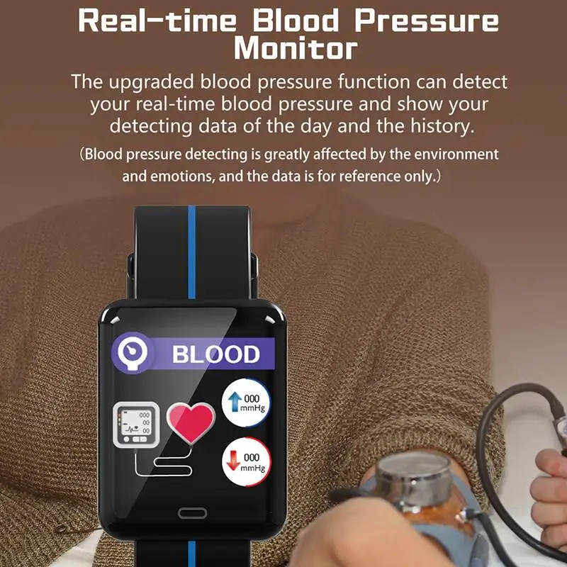 Color Touch Screen IP67 Waterproof Smart Watch Pedometer Heart Rate Blood Pressure Monitor Android IOS Fitness Smart Bracelet