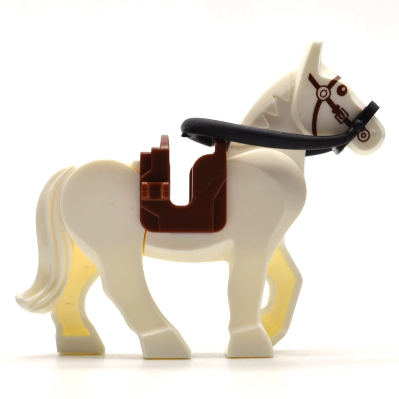 WW2 военные лошади черный, белый, коричневый кубики Moc часть строительные блоки военные аксессуары подарки игрушки для детей