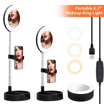 

Video Light Dimmable LED Selfie Ring Light Portable Ring Lamp Photography Light With Phone Holder Stand For Youtube Makeup Live