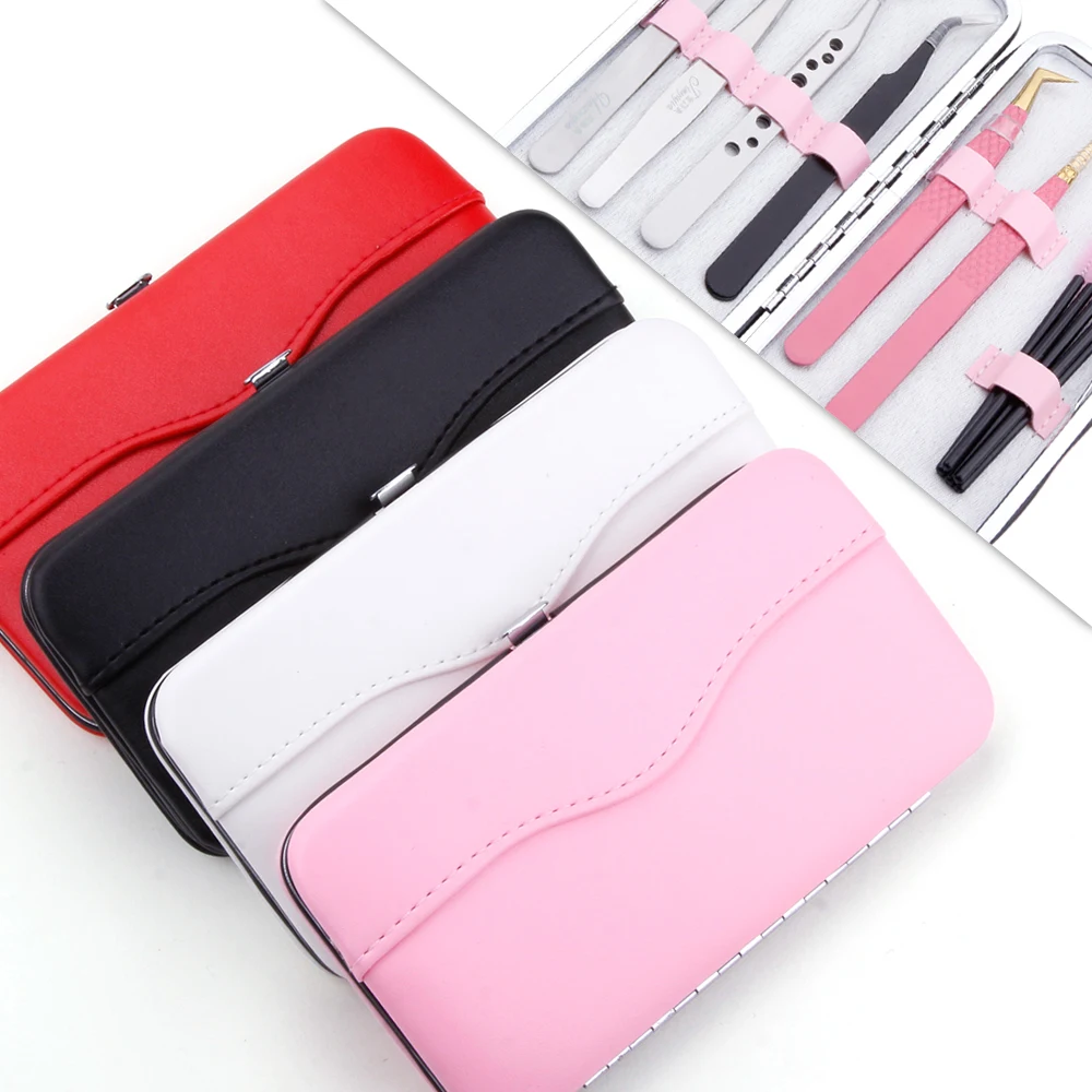 

Tweezers Case Eyelash Extension Makeup Storage Box Scissor Lash Brush Professional Tweezers Salon PU Leather Case Organizer Tool