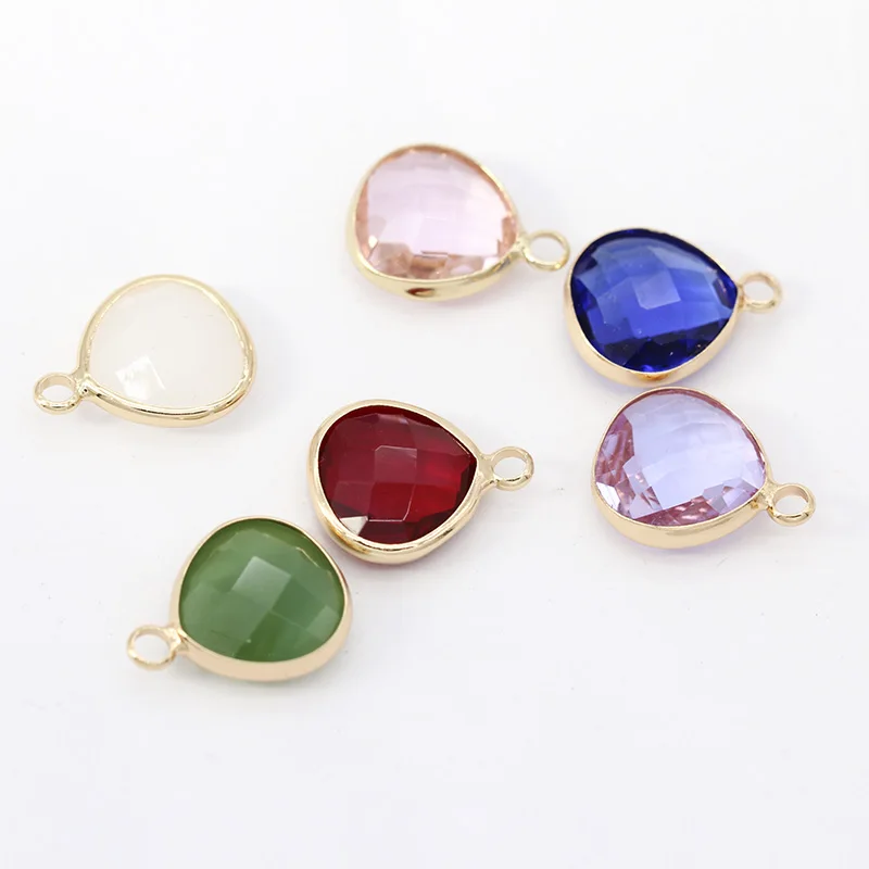 

12p12x13mm Assorted Heart Faceted Crystal Framed Glass Charm Pendants Connectors Earrings Findings Jewellery Clothes Metal beads