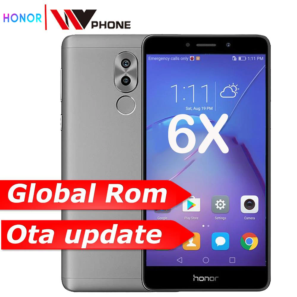  Original Honor 6X 3G RAM 32G ROM Dual Rear Camera LTE Mobile Phone Octa Core 5.5 Inch 1920x1080P Fi