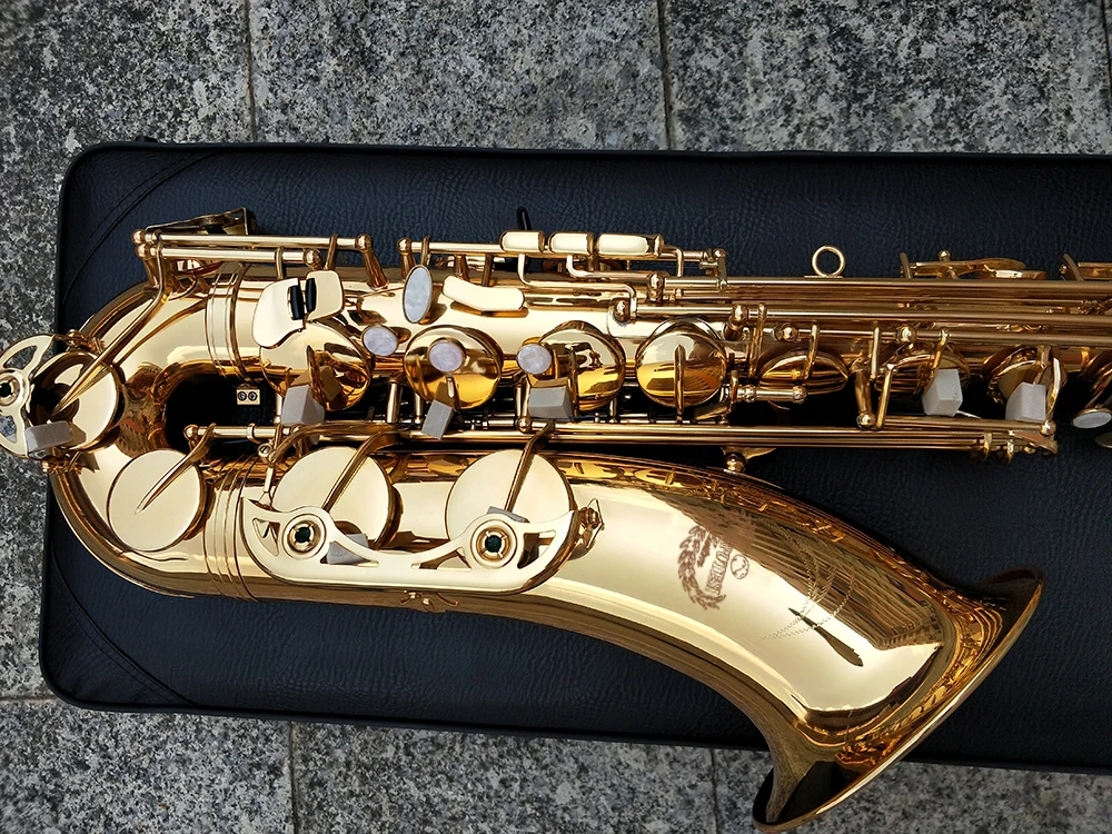 Высокое качество японский бренд тенор саксофон 875EX Bb золотой лак Саксофон тенор золотой Латунный музыкальный инструмент с Чехол мундштук