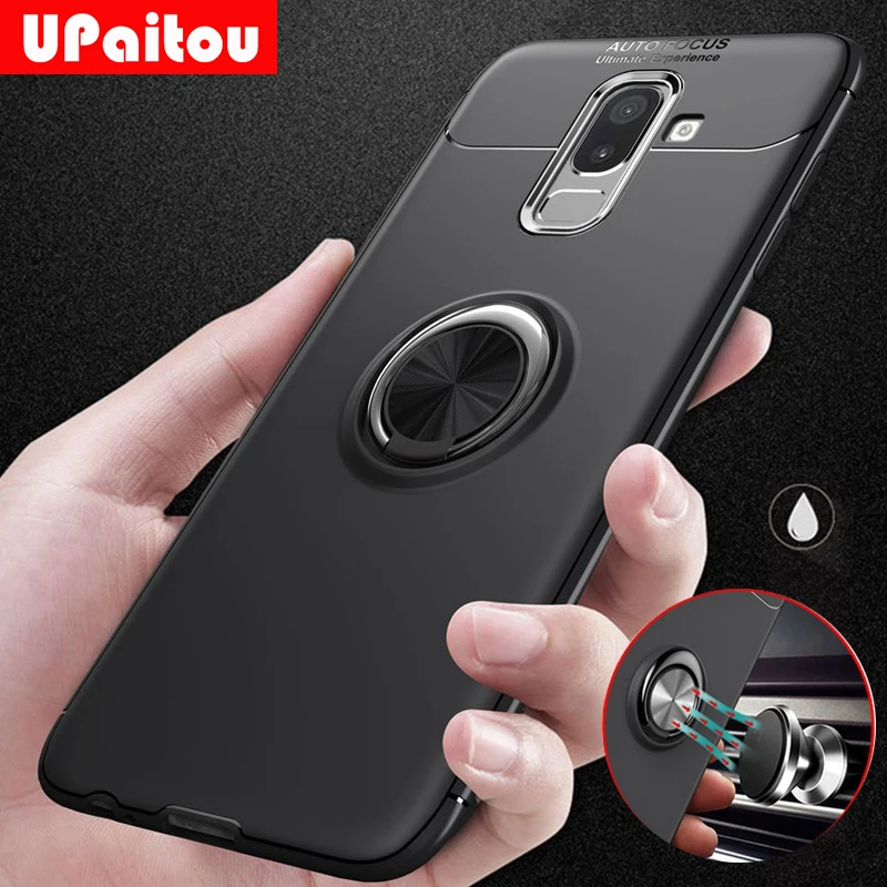 UPaitou Ring Case for Samsung Galaxy J8 J6 J4 Soft TPU Kickstand Back Cover Magnetically Iron Sheet |